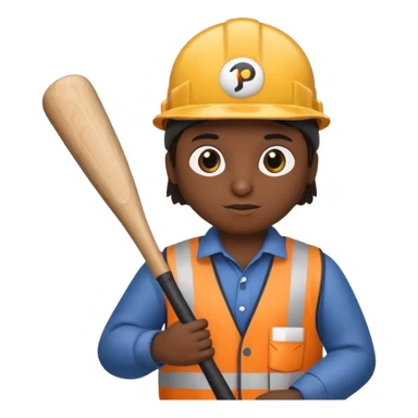 Penguin Construction Worker baseball bat sticker