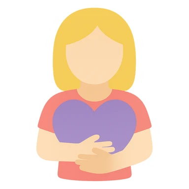 woman Arms hug a dull purple heart sticker