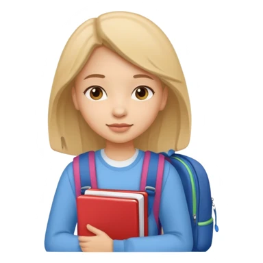 student girl with backpack and copybook sticker