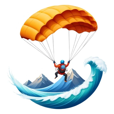 A bold emblem featuring a combination of symbols representing various extreme sports, like a mountain peak, a parachute, and a wave. The design is dynamic and sharp, capturing the thrill and adventure of extreme sports, with a strong, energetic vibe. sticker