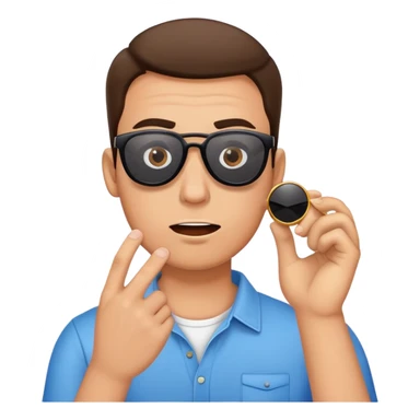 Stunned guy holding sunglasses  sticker