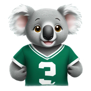 A cute koala wearing a green and white Michigan State University shirt sticker