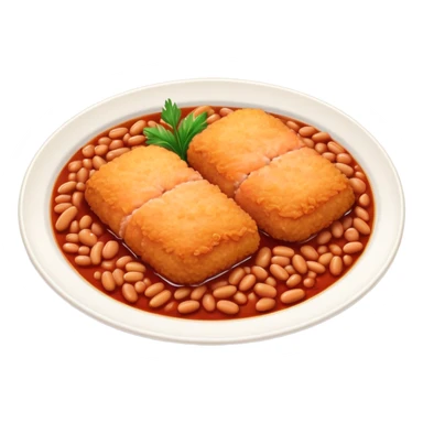 Plate of salmon croquette and baked beans  sticker