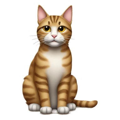 “Serious tabby cat with a grumpy face, sitting proudly on a wooden porch, as if guarding its castle with royal authority.” sticker