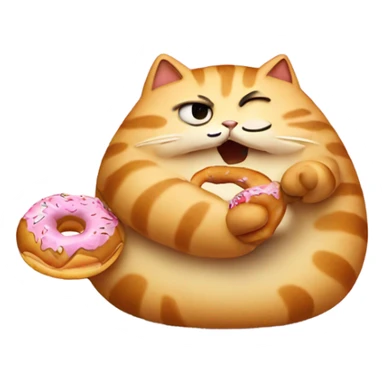 Fat cat eating a donut sticker