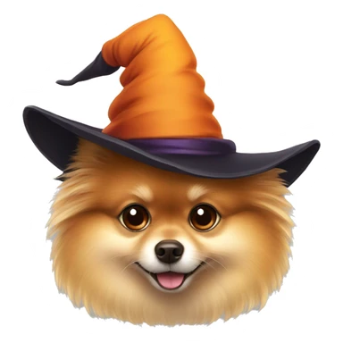 Pomeranian in a witch's hat sticker
