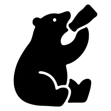 white polar bear drinking Coke, solid filled icon sticker