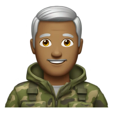 man with short gray hair dressed in camouflage sticker