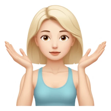 Minimal wellness-style emoji of a woman doing face yoga exercises, hands gently lifting and stretching facial muscles, calm and natural look, clear face yoga movement, simple and easy-to-understand icon, no beauty or medical elements

 sticker