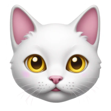 Realistic White cat with yellow eyes, pink hearts over head  sticker