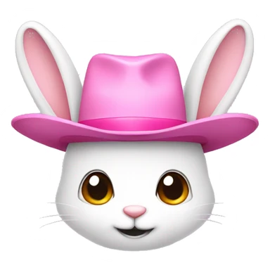 Bunny face with the ears showing, wearing a pink with white fur cowboy hat  sticker