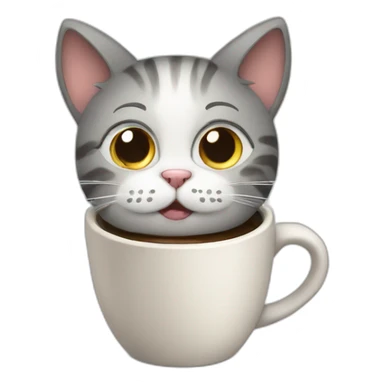 cat wake up and tired with coffee sticker