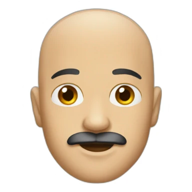 shaved head with mustache sticker