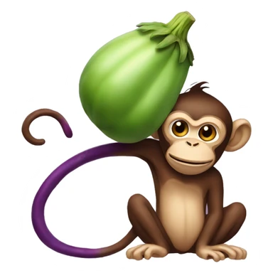 Monkey with a big eggplant sticker