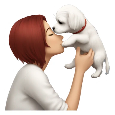 Dark-red-haired girl kiss her Maltese-Black-dog sticker