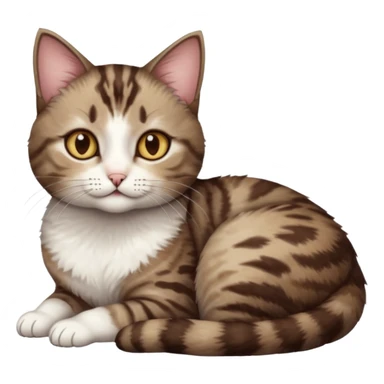 full body tiny short hair dark brown and white cat with hazel eyes lying down sticker