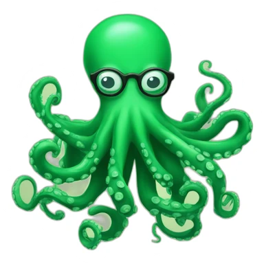 A GREEN OCTOPUS WITH SPECS REPRESENTING GROWTH sticker