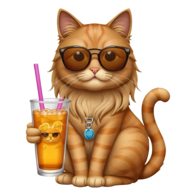 cat long  in drink holders with sunglasses  sticker