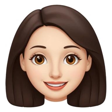 French brunette with brown eyes and full lips with big smile and round nose sticker