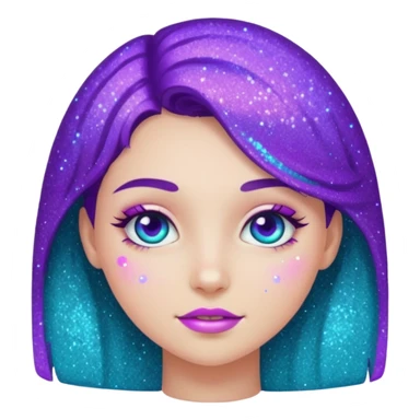 1 human girl Glitter purple and cian inner circle sticker
