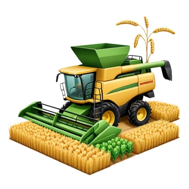 An icon featuring a wheat field, a combine harvester, fertilizer formulas, and plant cells, symbolizing agronomy. The design includes farming tools and crops, representing agricultural science, crop production, and plant biology. Transparent background highlights sustainable farming and growth. sticker