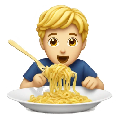 A person eating pasta sticker