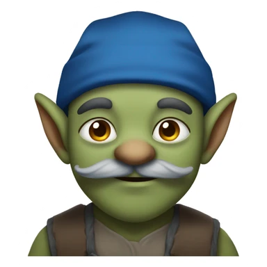 Goblin with brown beard and moustache  in a blue cap sticker