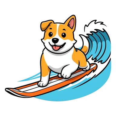 Dog surfing  sticker