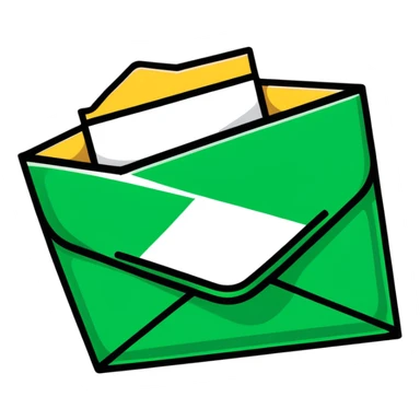 Geometric Maya style smile emoji - receiving a letter, strictly white and deep dark green only, angular sharp lines sticker