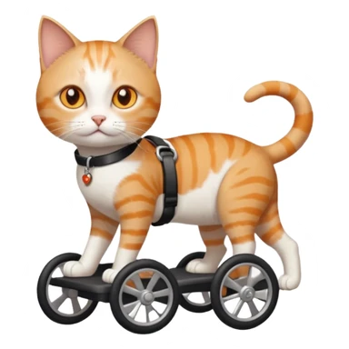 full body small short hair ginger and white cat with orange eyes walking in a wheelchair for cats sticker