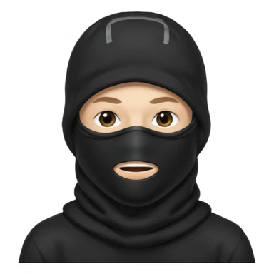 Crie um homem de blusa peta e capuz preto, balaclava preta, boné preto, COM A BALACLAVA COBRINDO A BOCA sticker