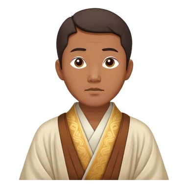 Cinematic Realistic Confucius Portrait Emoji, depicted as a wise ancient philosopher in traditional robes with a serene, contemplative expression, rendered with soft timeless textures and harmonious natural lighting that captures his enduring wisdom. sticker