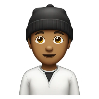 kind of brown kid with black beanie, wearing white shirt sticker
