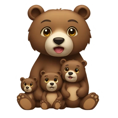 A bear family with cub  sticker