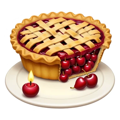 Cherry pie with a candle sticker