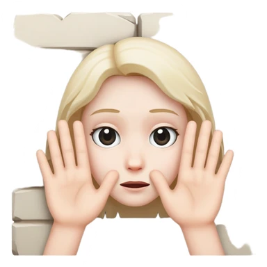 face with hands gripping the edge of a wall, peeking out sticker