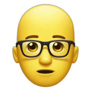 crying yellow bald emoji with black glasses sticker