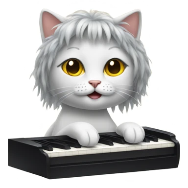 Cat playing a piano in a wig sticker