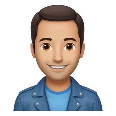 Alex Dimitriades light blue shirt, dark brown leather jacket sticker