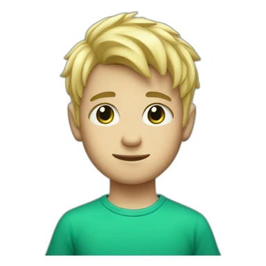 Blond cute boy with green eys and blue shirt sticker