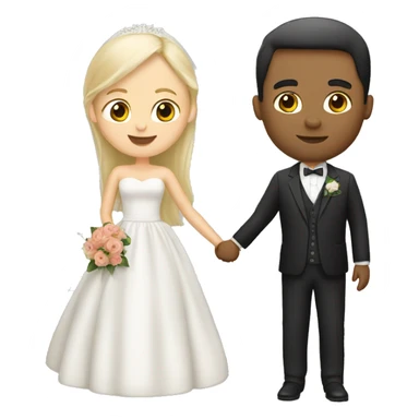 wedding. White couple. Girl with blonde hair. Boy with dark hair sticker