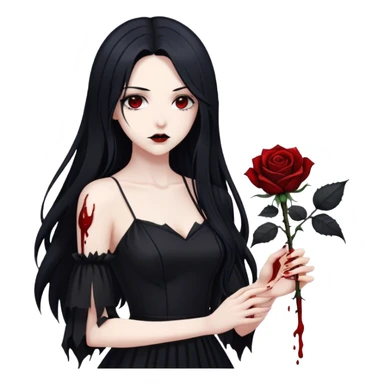 Bloody black rose anime gothic beautiful gorgeous cool edgy lady sticker