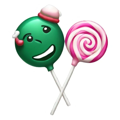 Two Christmas lollipops in dark green, pink and white sticker