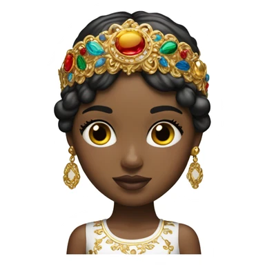 Dolce and Gabbana white girl with dark hair and headband with colourful ornament and golden detais  sticker