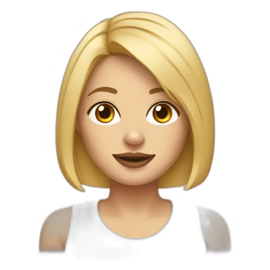 Blond lady with shoulder length bob haircut and a Pitbull dog sticker