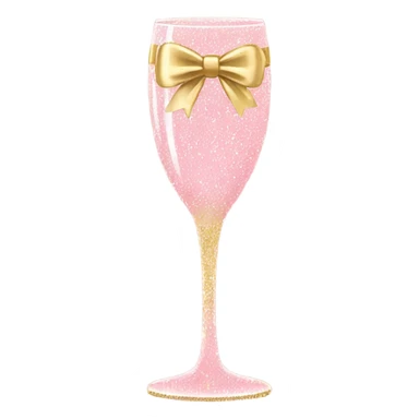 Light Pink glitter champagne glass with gold bow sticker