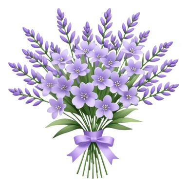 A delicate hand-tied lavender bouquet, featuring wisps of pale lila sticker