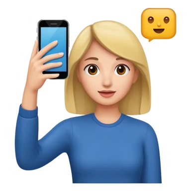  woman holding her phone having selfie sticker