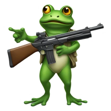 frog holding a gun sticker