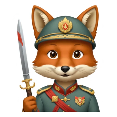 fox face, mogolian ancient army with small knife sticker